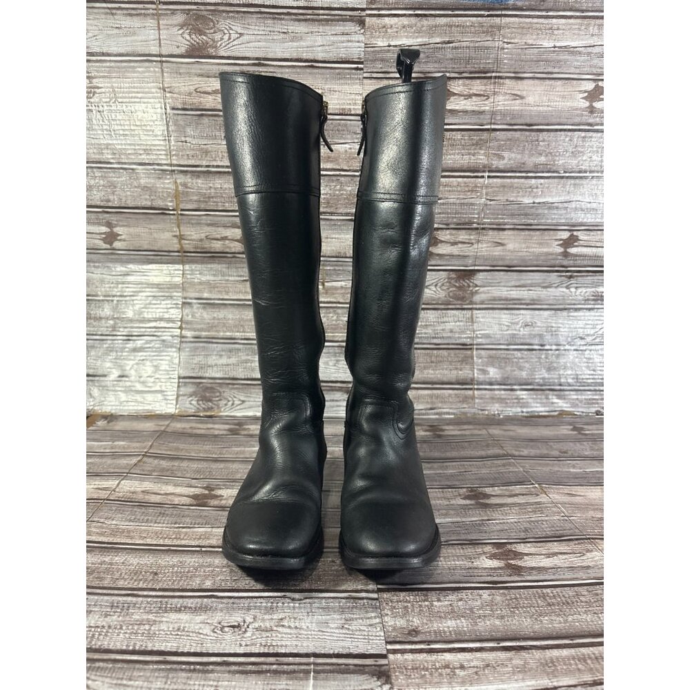 Tory Burch Kiernan 35MM Riding Tumbled Leather Boots sz 6 color Black - Picture 2 of 11